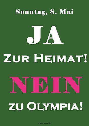 Plakat der Olympia-Gegner zum Bürgerentscheid am 8. Mai 2011
BUND Naturschutz in Bayern e. V., Ortsgruppe Garmisch-Partenkirchen
