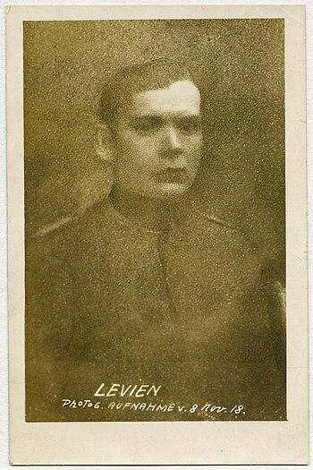 Max Levien (1885-1937), Kommunistischer Politiker in Bayern während der Rätepolitik, Postkarte / Druckgrafik, 08.11.1918