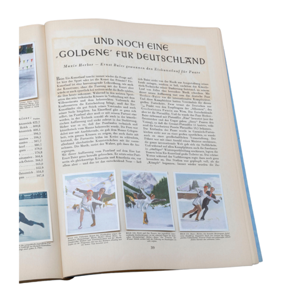 Seite aus dem Sammelalbum „Winter-Olympiade 1936. Die großen Tage von Garmisch-Partenkirchen“, Zigarettenfabrik Austria München, Leipzig 1936
