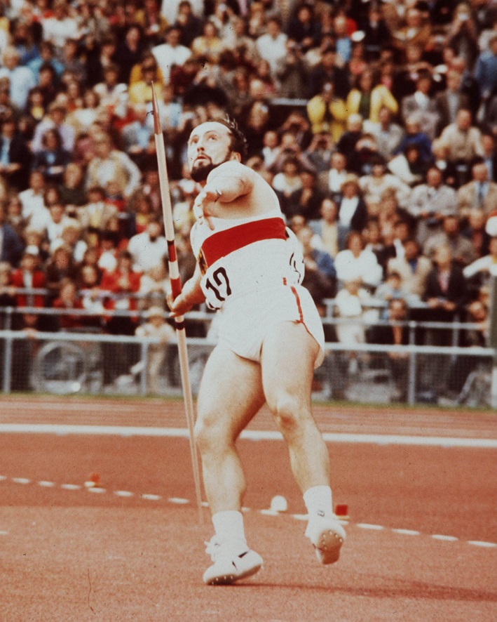 Klaus Wolfermann beim Speerwurf in München im Rahmen der Olympischen Spiele am 20.08.1972