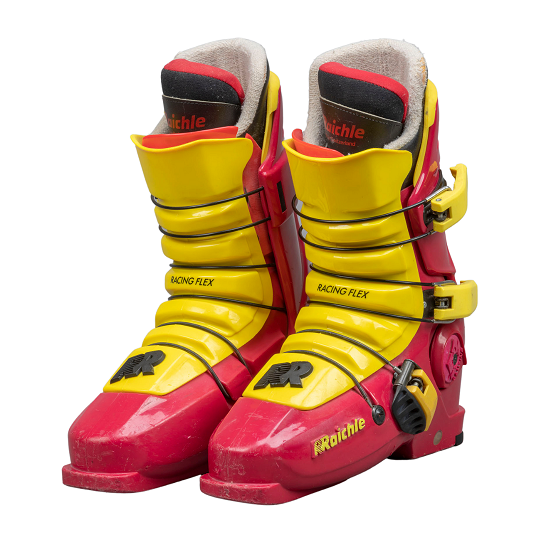 Skischuhe von Markus Wasmeier bei seinem Olympiasieg im Super-G 1994 in Lillehammer