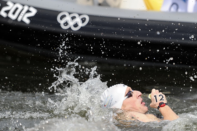 Thomas Lurz während des 10-Kilometer- Freiwasser-Wettkampfs bei den Olympischen Spielen 2012 in London